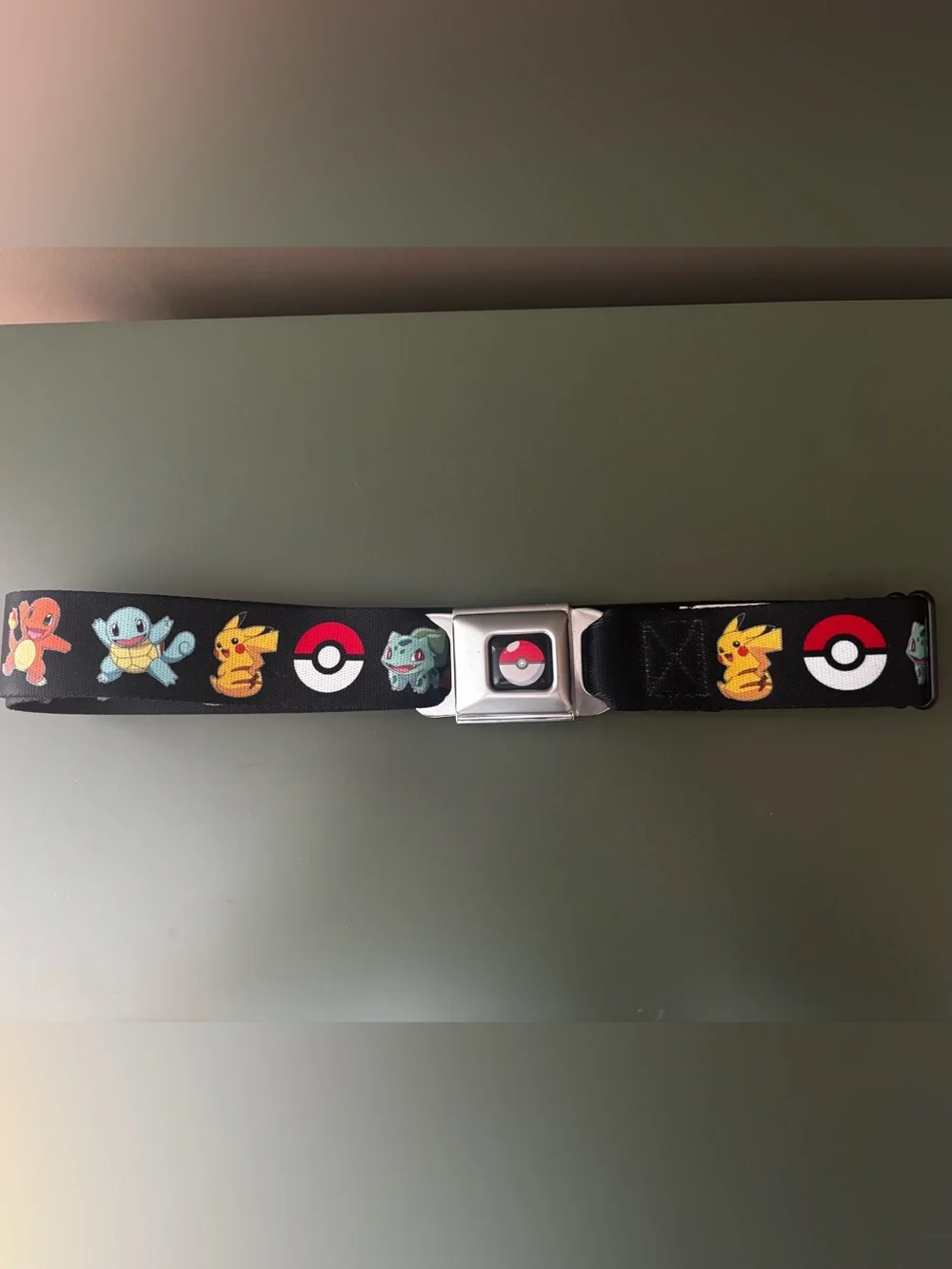 Pokémon Buckle Down Adjustable Seatbelt Belt All Over Print One Size 2013 EUC